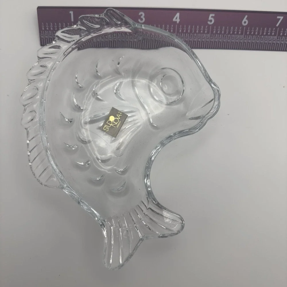 STUDIO NOVA Glass Leaping FISH Shaped Candy Nut Trinket Dish Bowl Fishing Japan - Picture 5 of 6